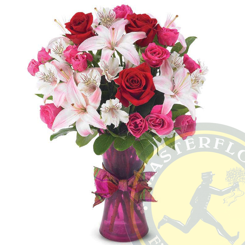 Perdono (Bouquet con Rose, Alstroemeria e Gigli)